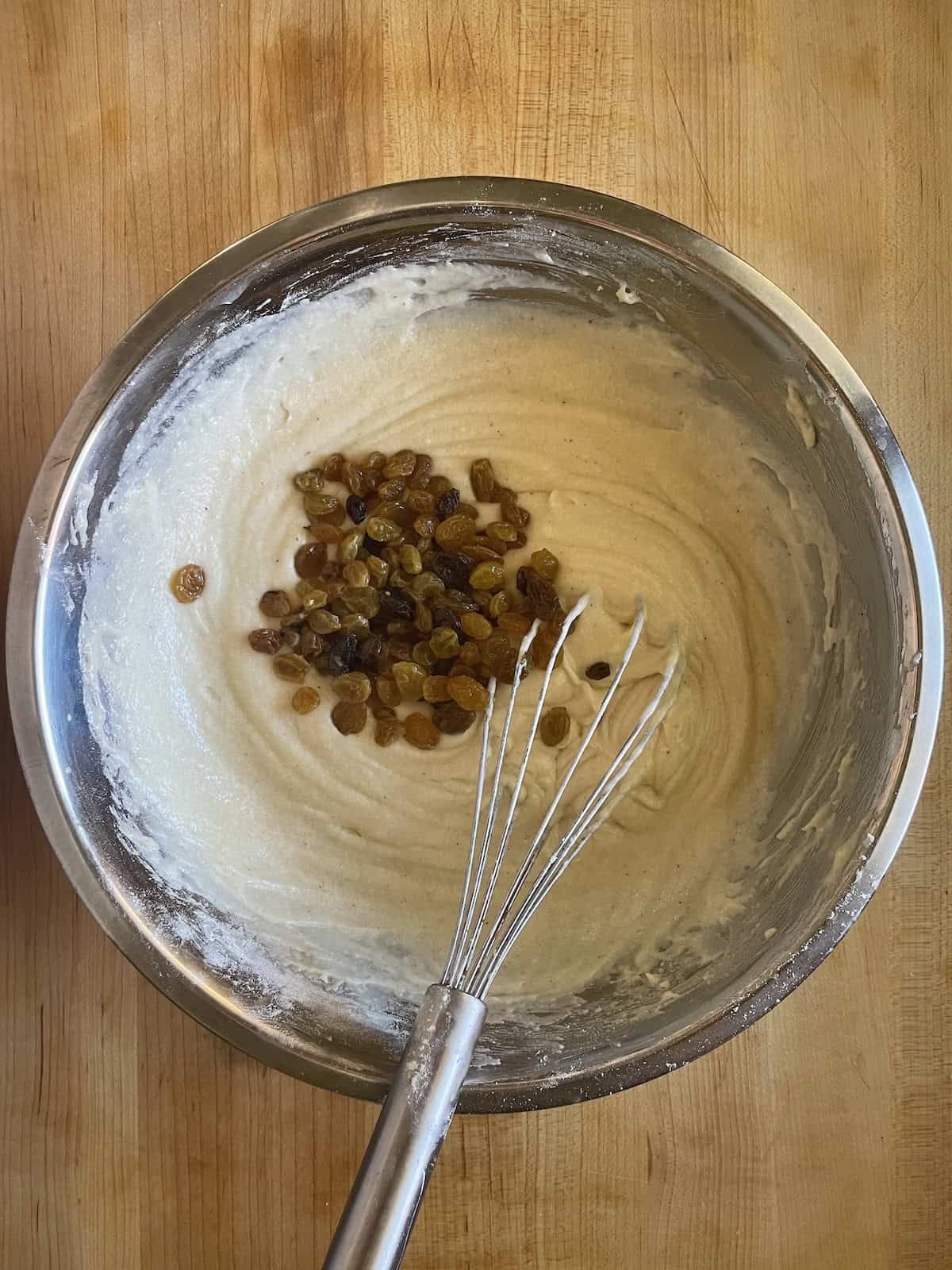 adding rum raisins to batter