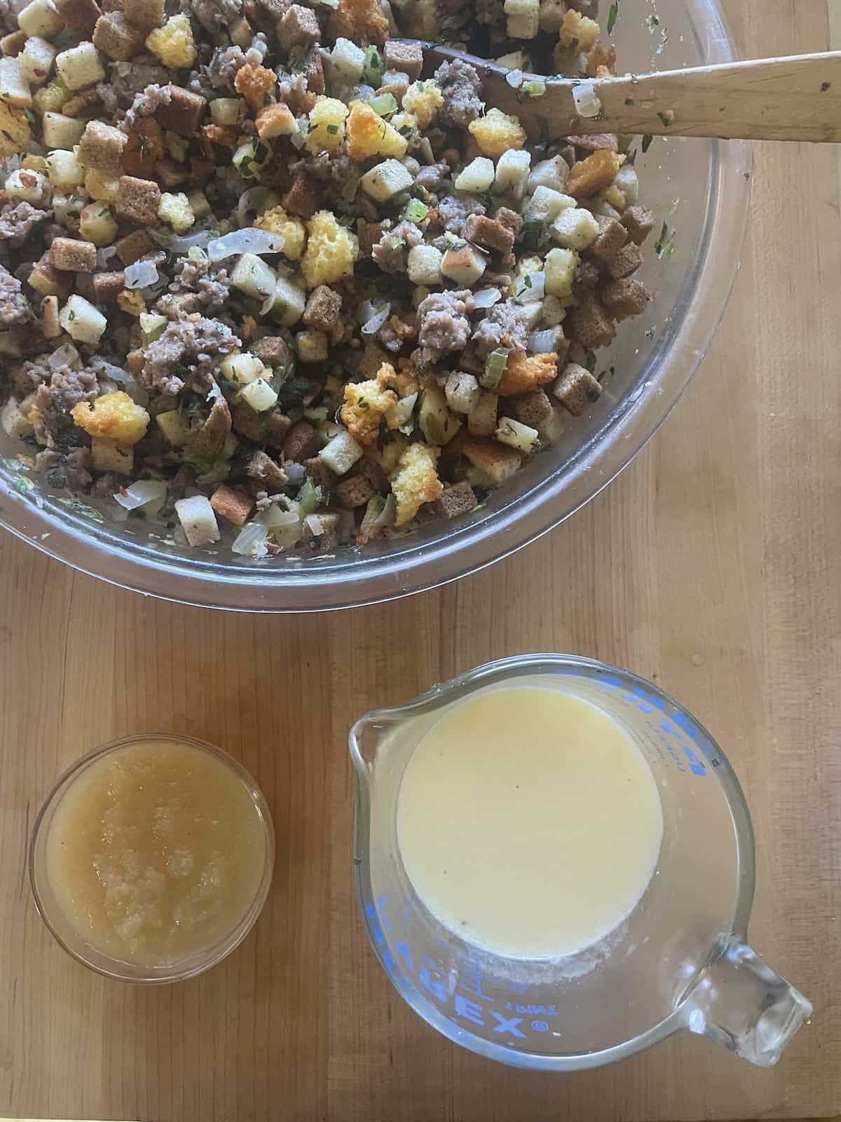 adding wet ingredients