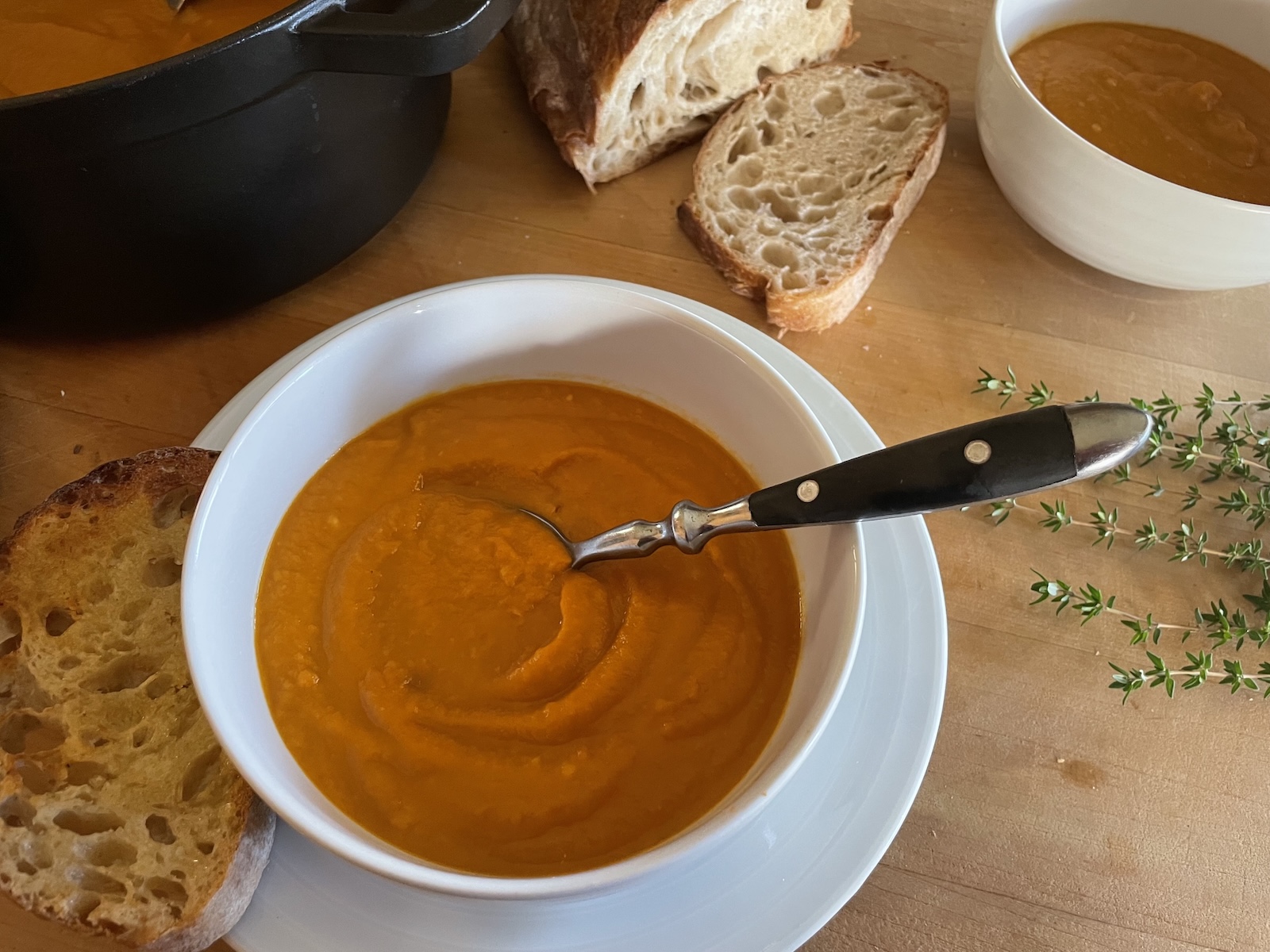 Roasted Tomato and White Bean Soup with Parmesan and Thyme