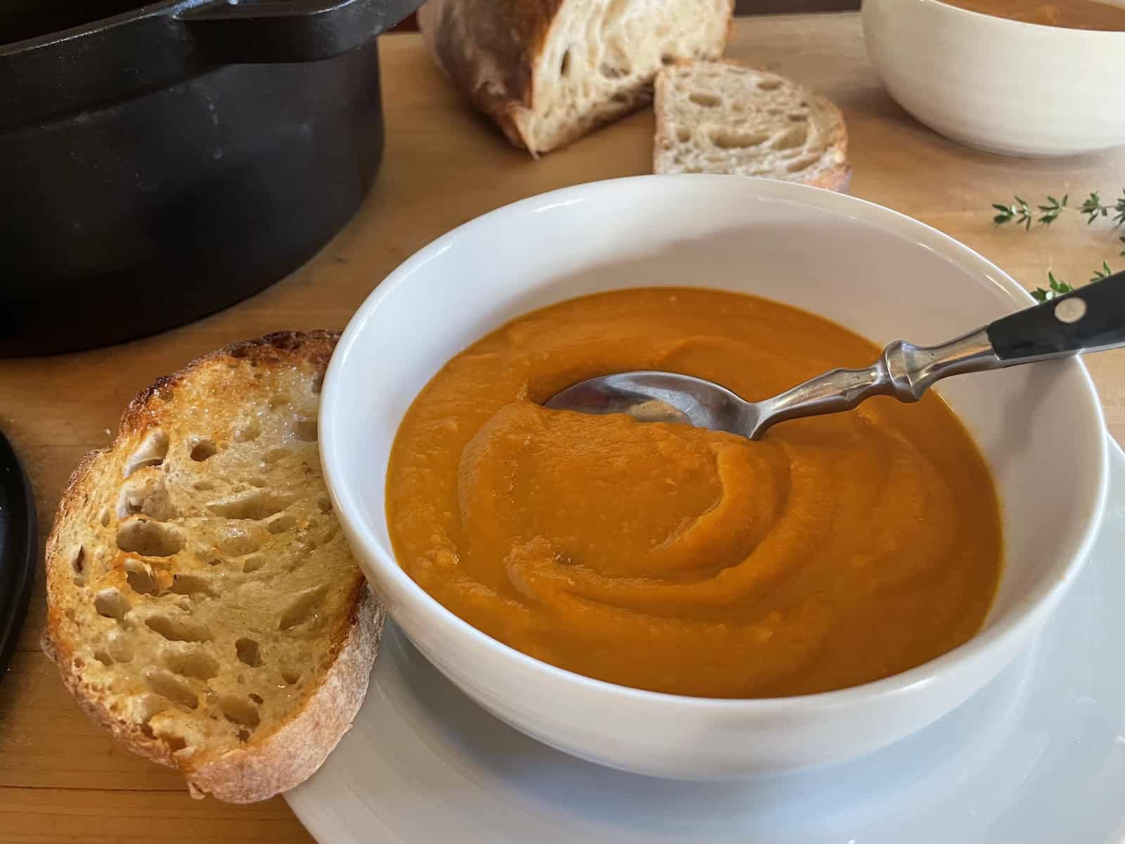 Roasted Tomato and White Bean Soup with Parmesan and Thyme