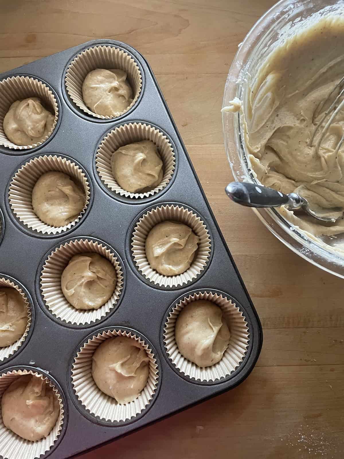 batter in muffin cups