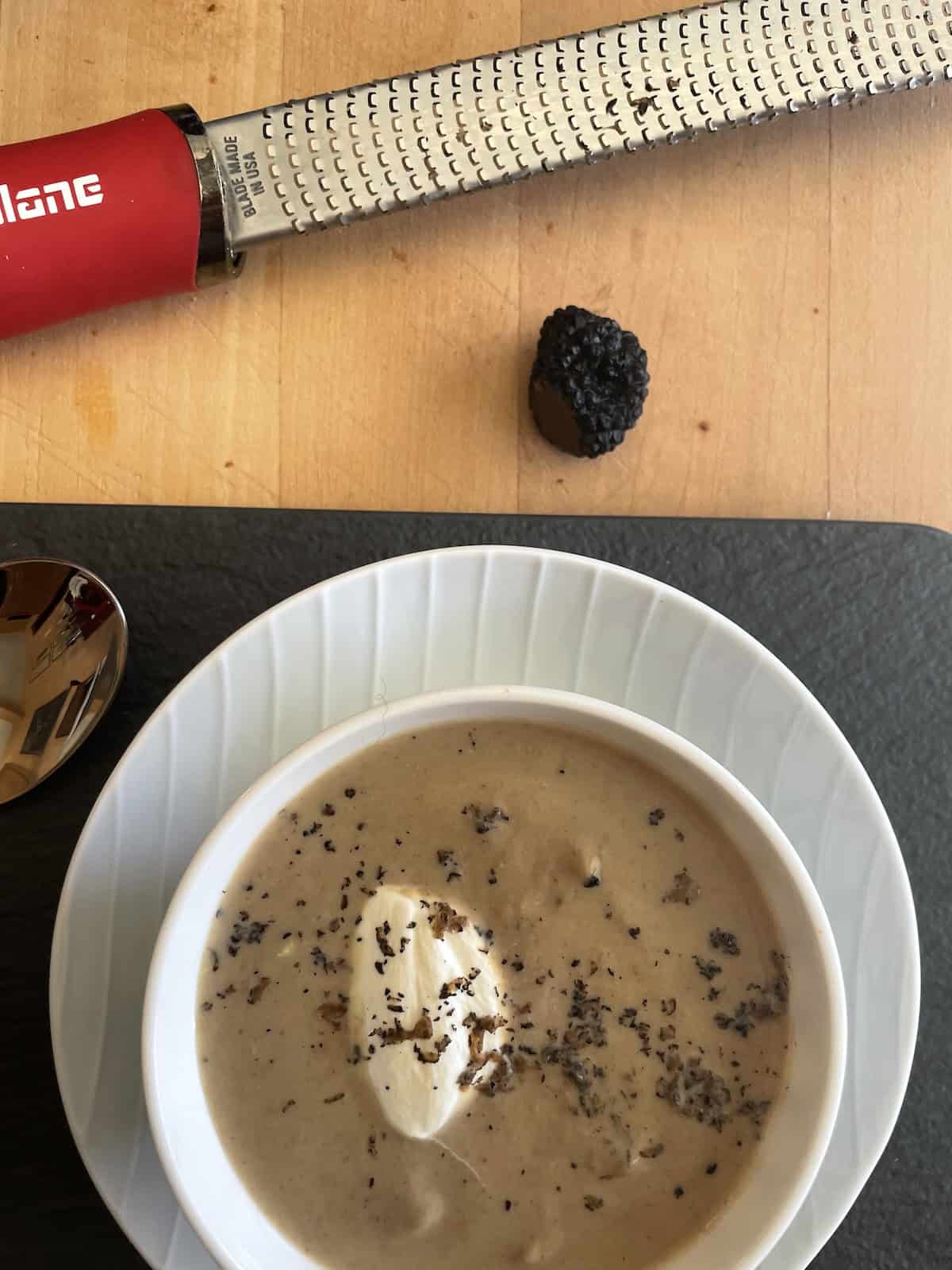 add creme fraiche and shaved truffles if desired