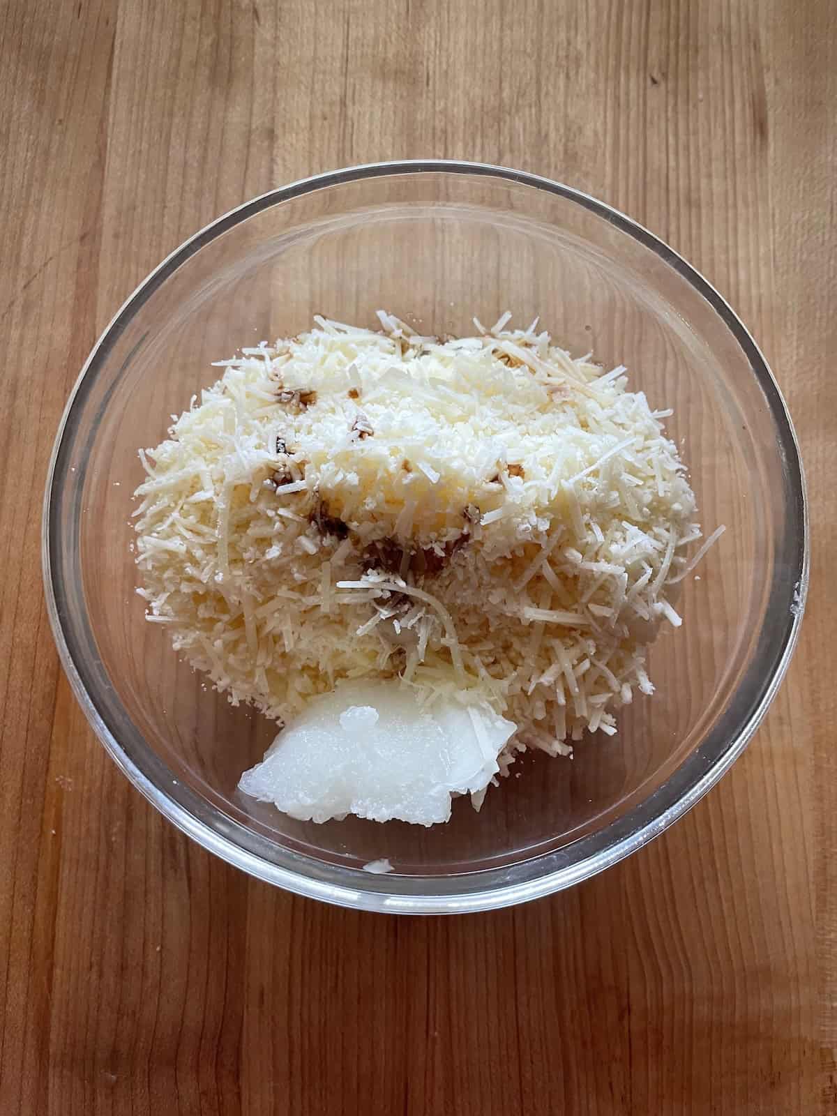 mixing parmesan and mayo