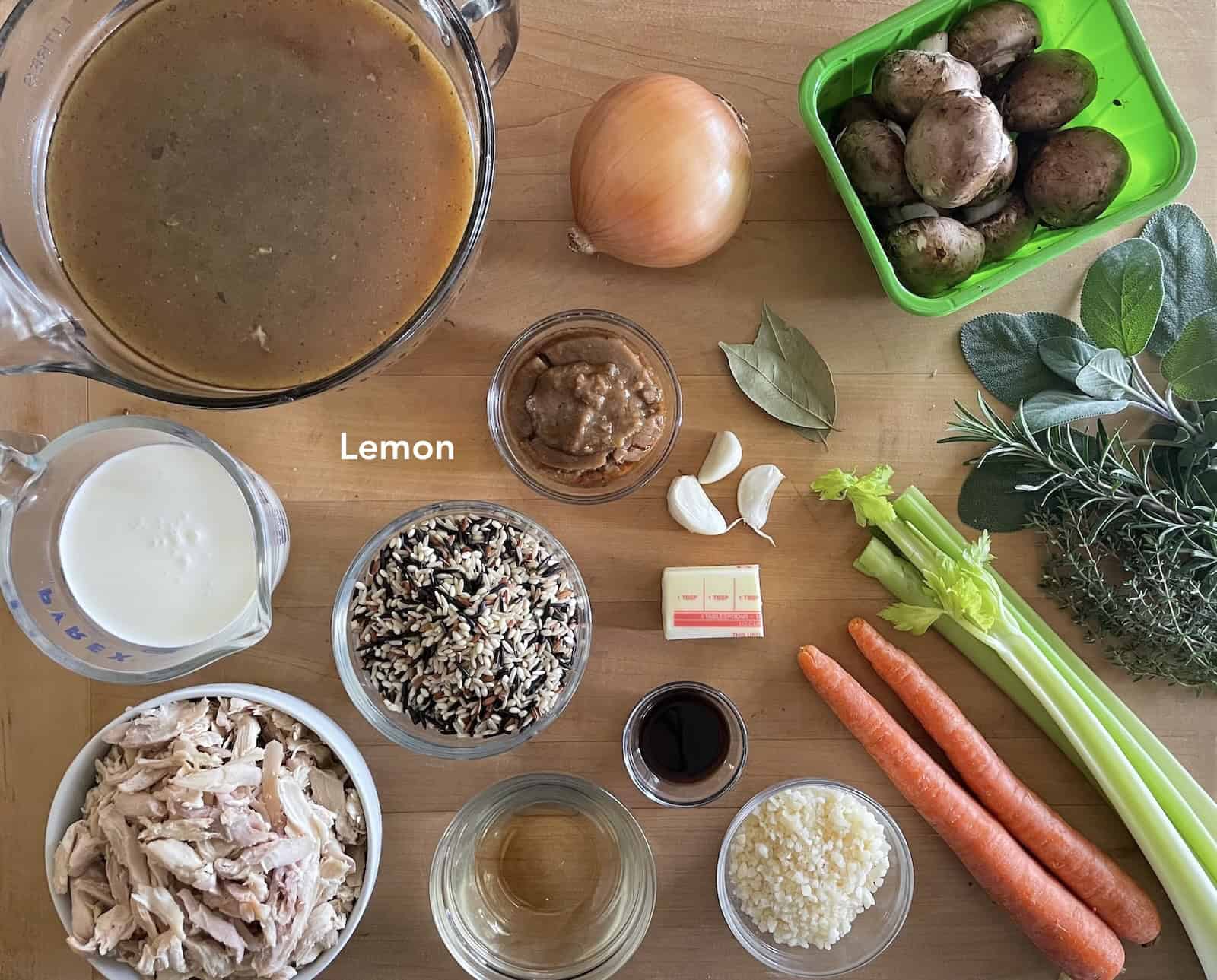 Lemon Turkey, Mushroom and Wild Rice Soup Ingredients