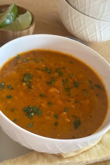 Curried Tomato, Lentil and Coconut soup