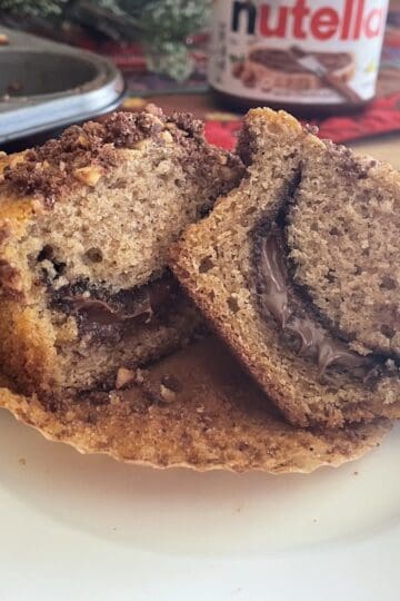 Brown Butter Eggnog Muffins with Hazelnut Filling