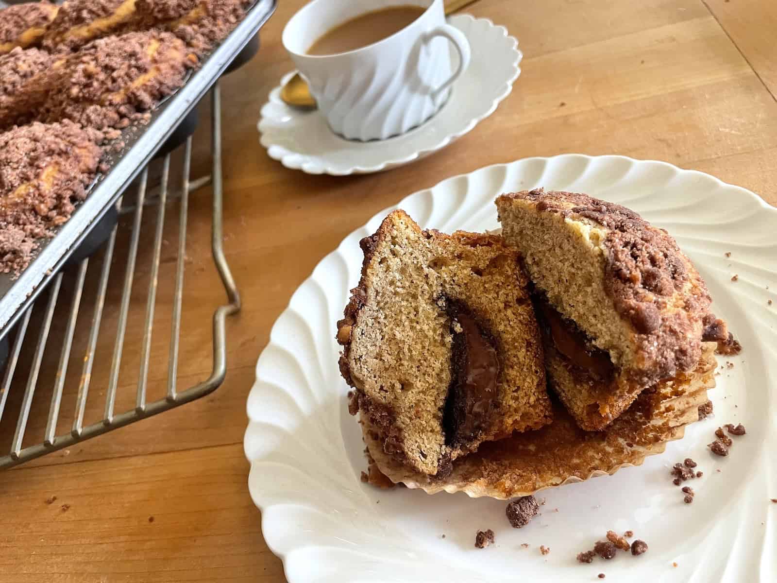 Brown Butter Eggnog Muffins with Hazelnut Filling