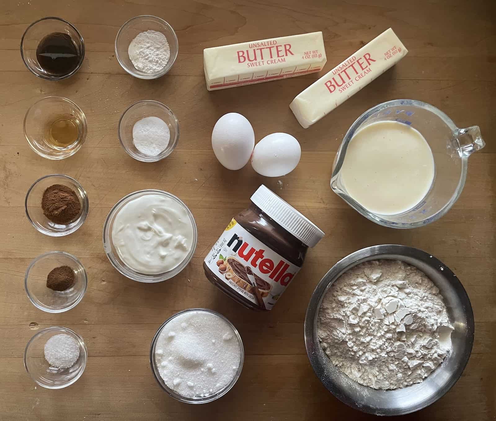 Brown Butter Eggnog Muffins with Hazelnut Filling Ingredients