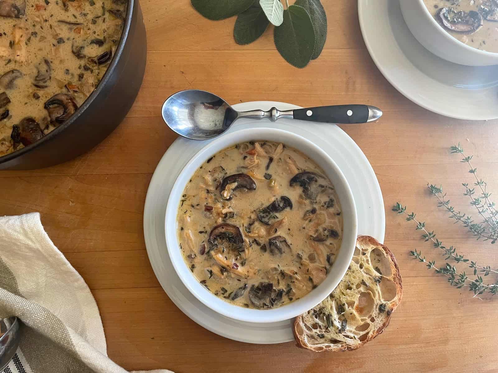 Lemony Turkey, Mushroom and Wild Rice Soup