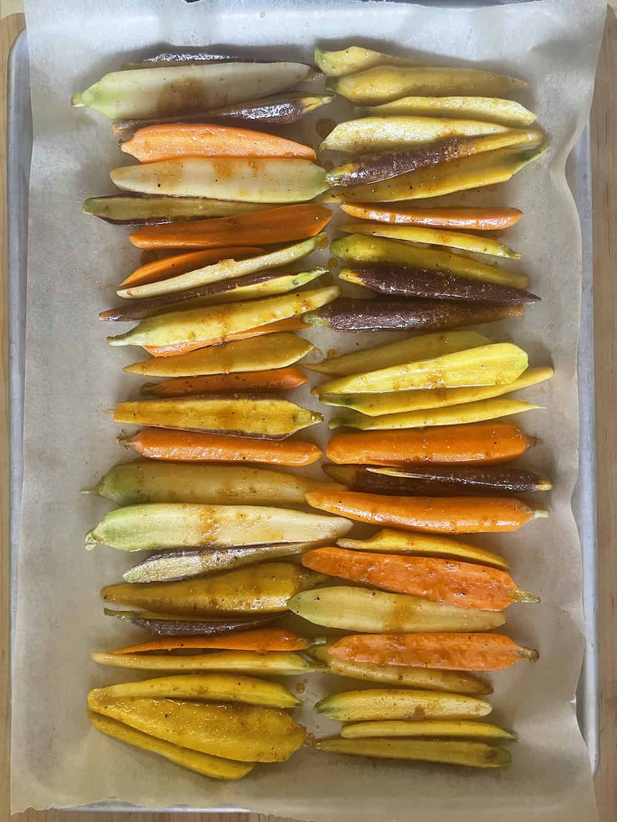 transfer carrots to baking sheet