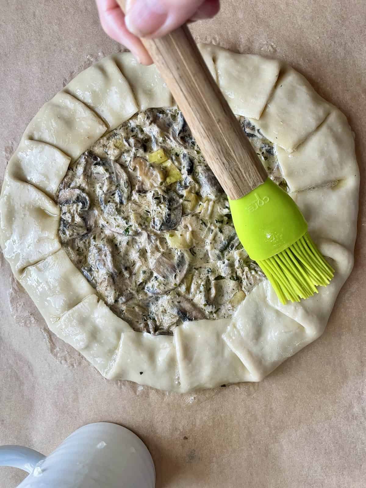 brush pie crust with egg white