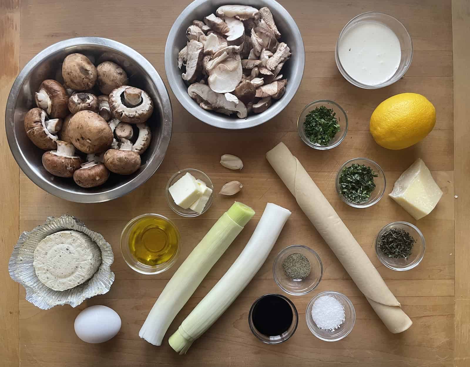 Mushroom, Leek and Herb Galette Ingredients