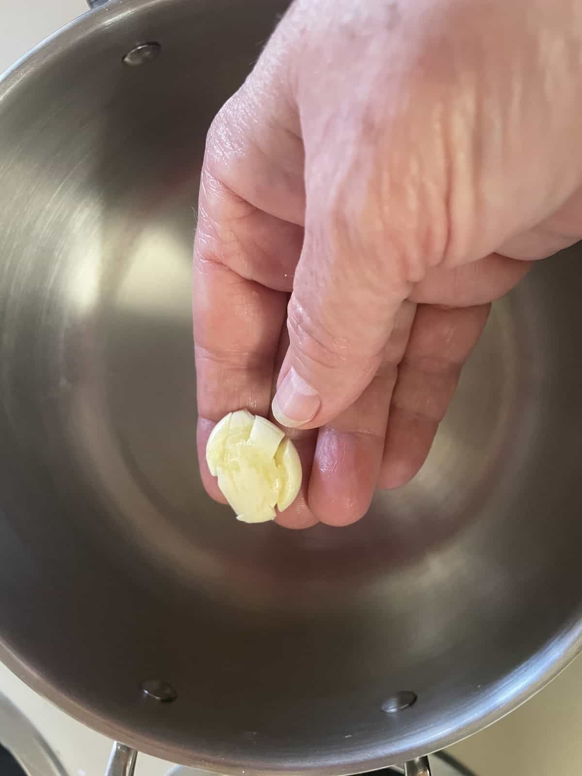 rub pan with garlic