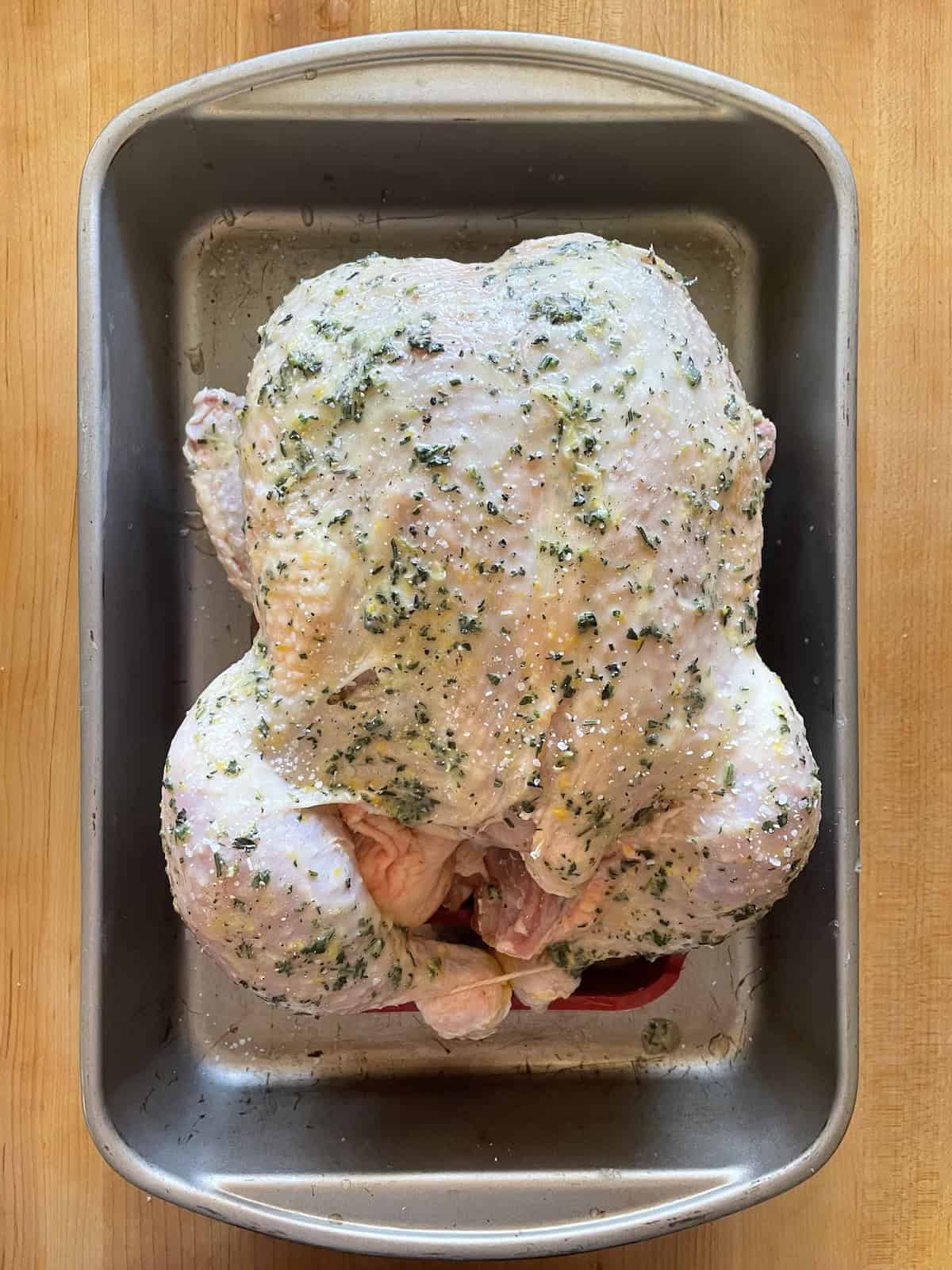 butter massaged under chicken skin