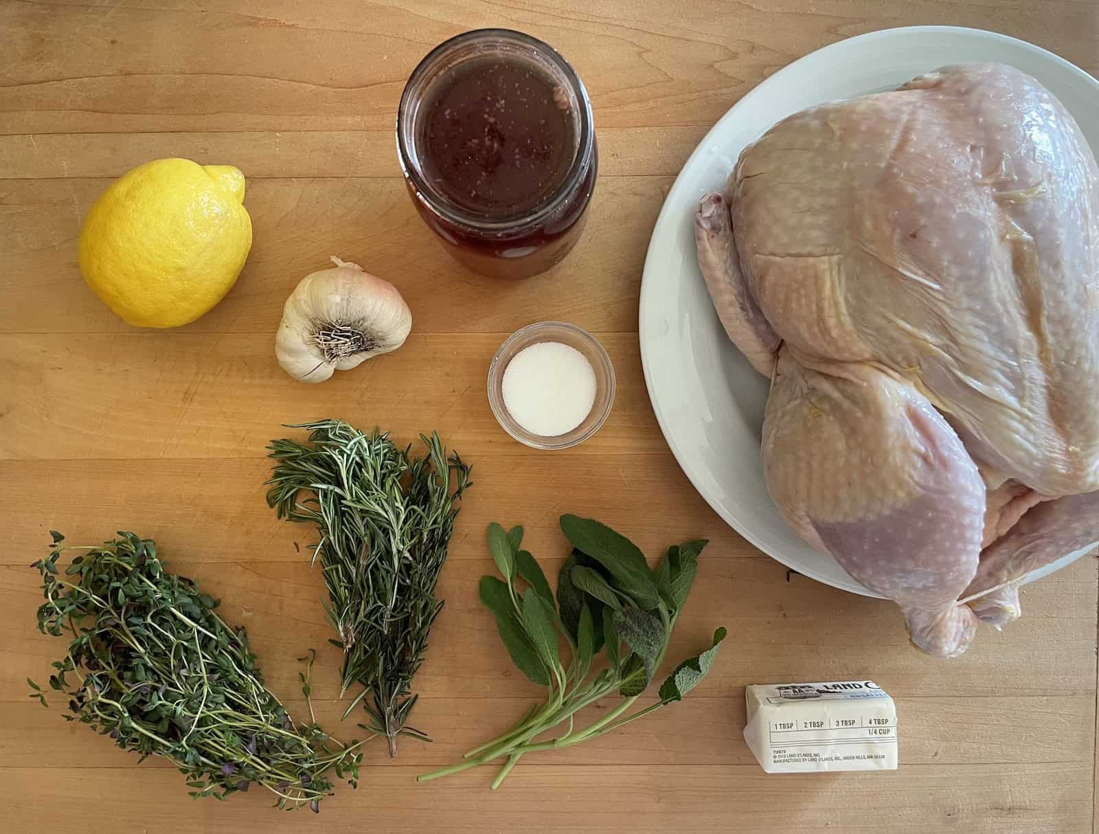 Olive Juice Brined Roast Chicken with Herb Butter Ingredients