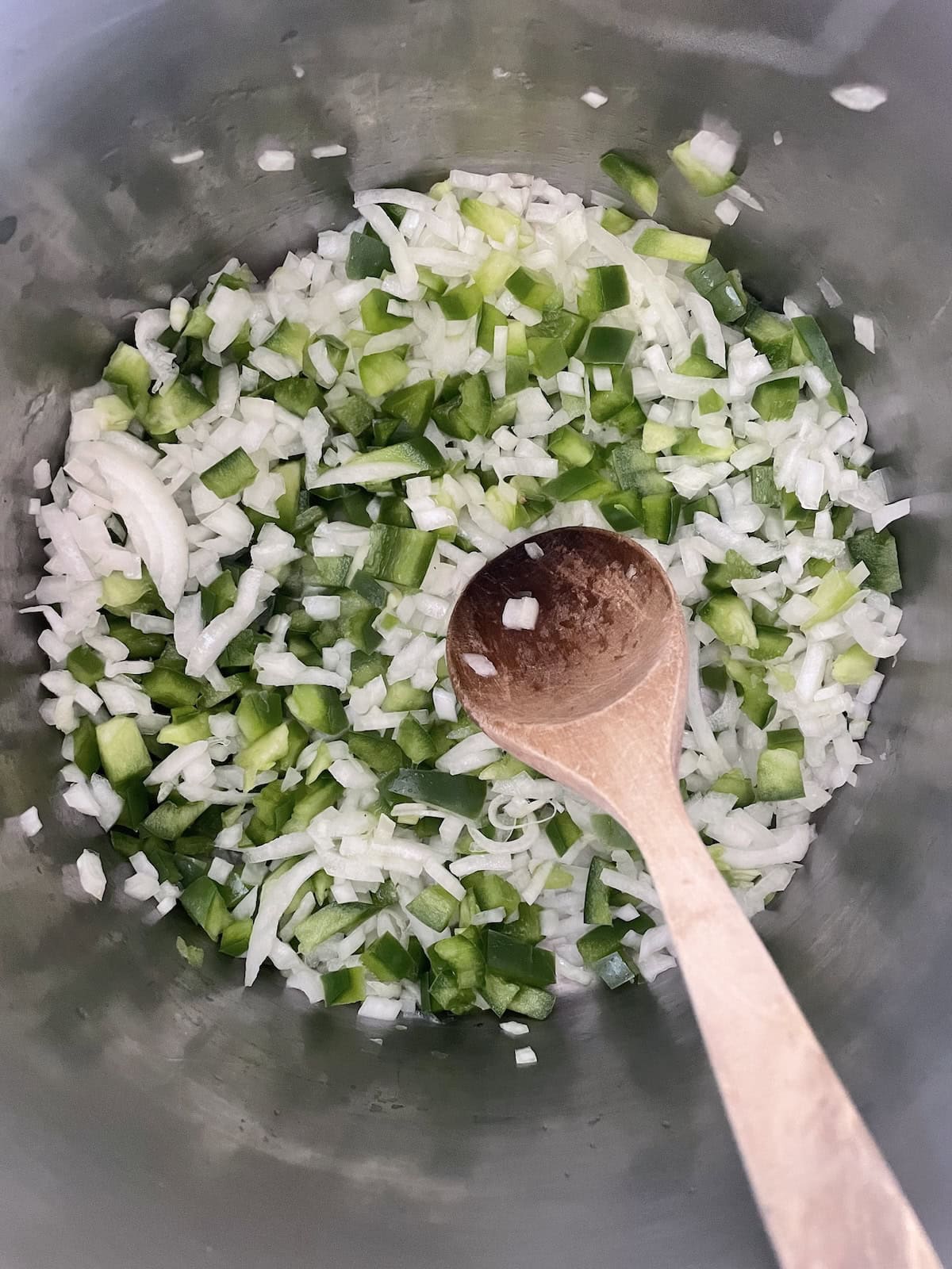 sautéing onion and peppers