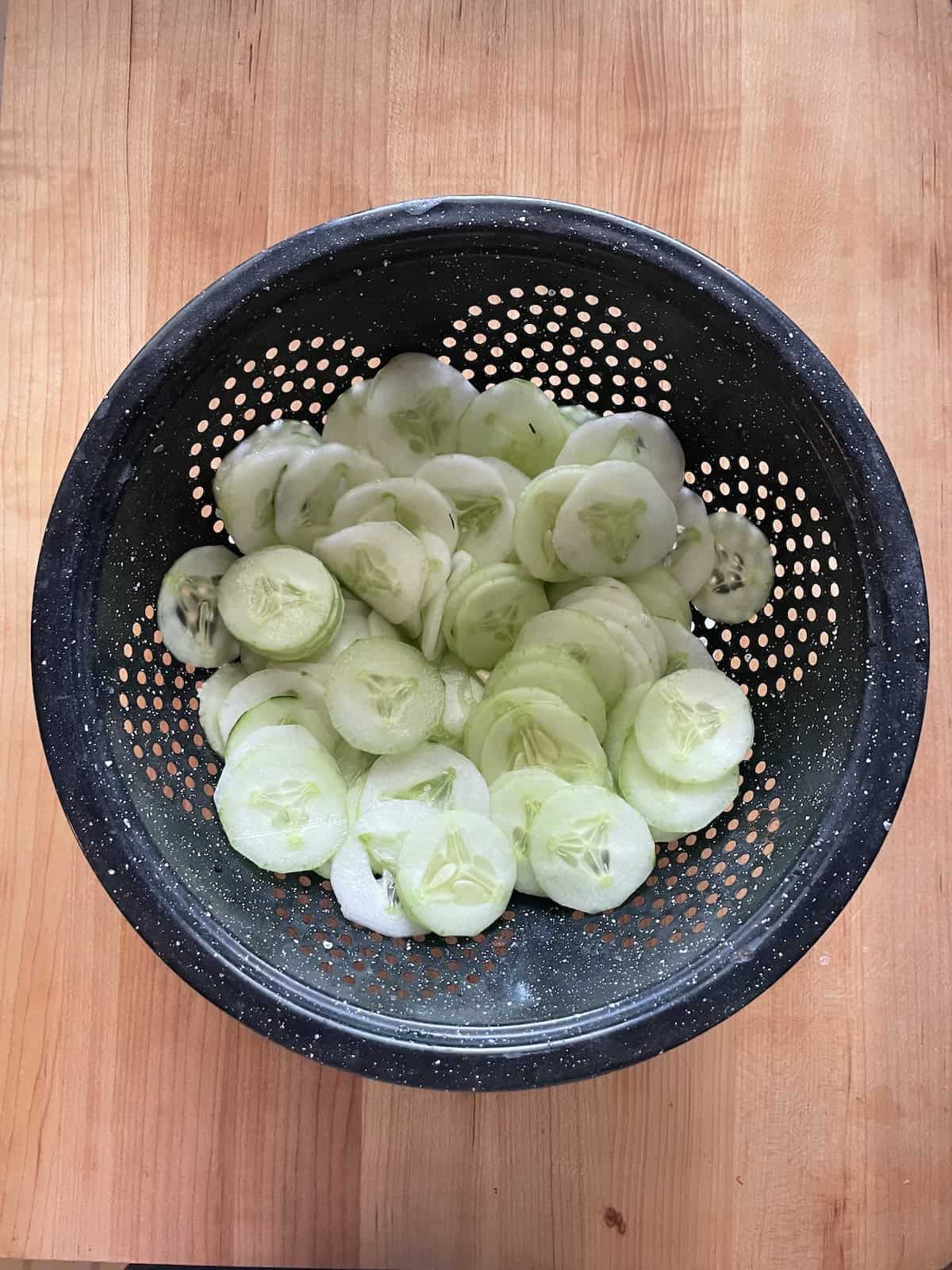 cucumbers in colander