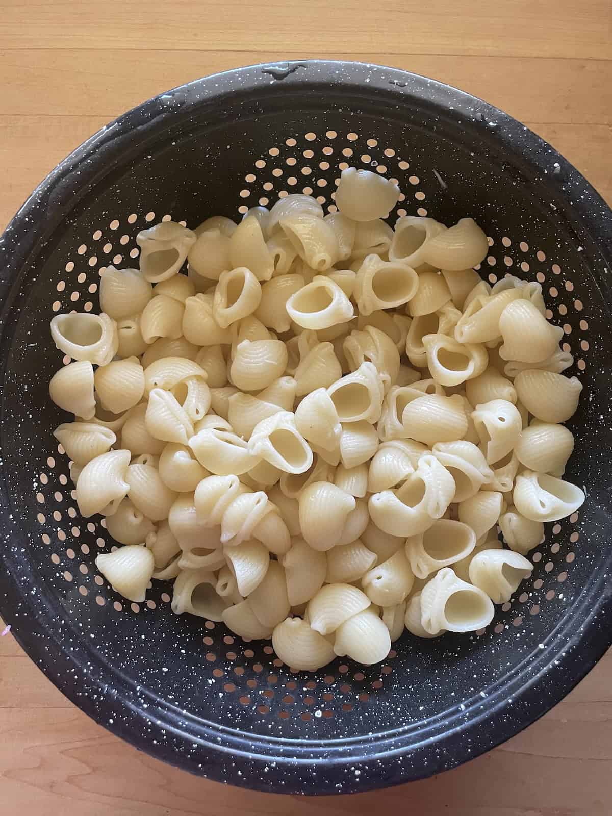 pasta in colander