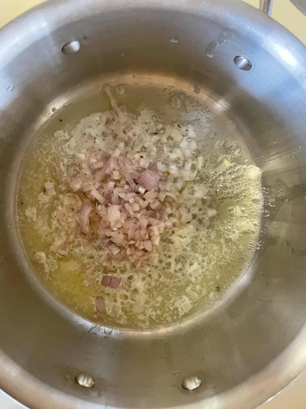 add shallots to pan