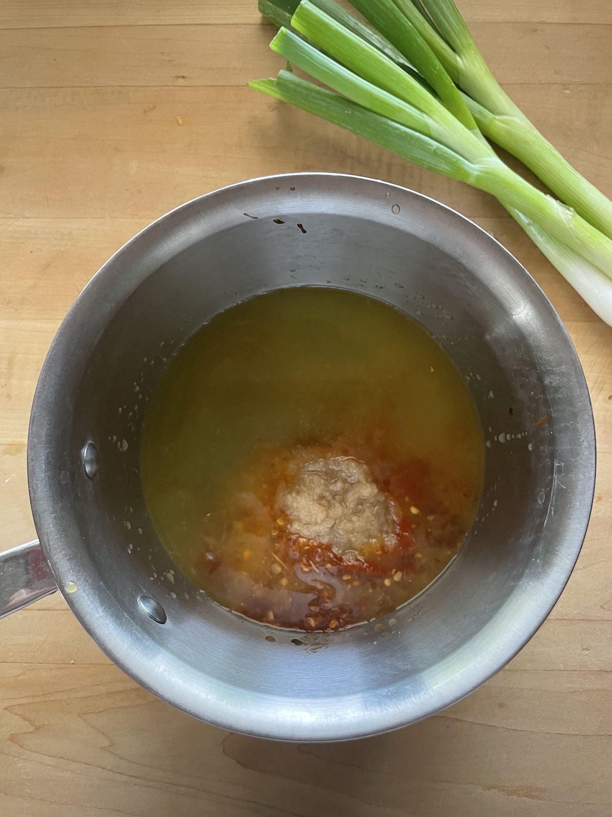 sauce ingredients in a pan