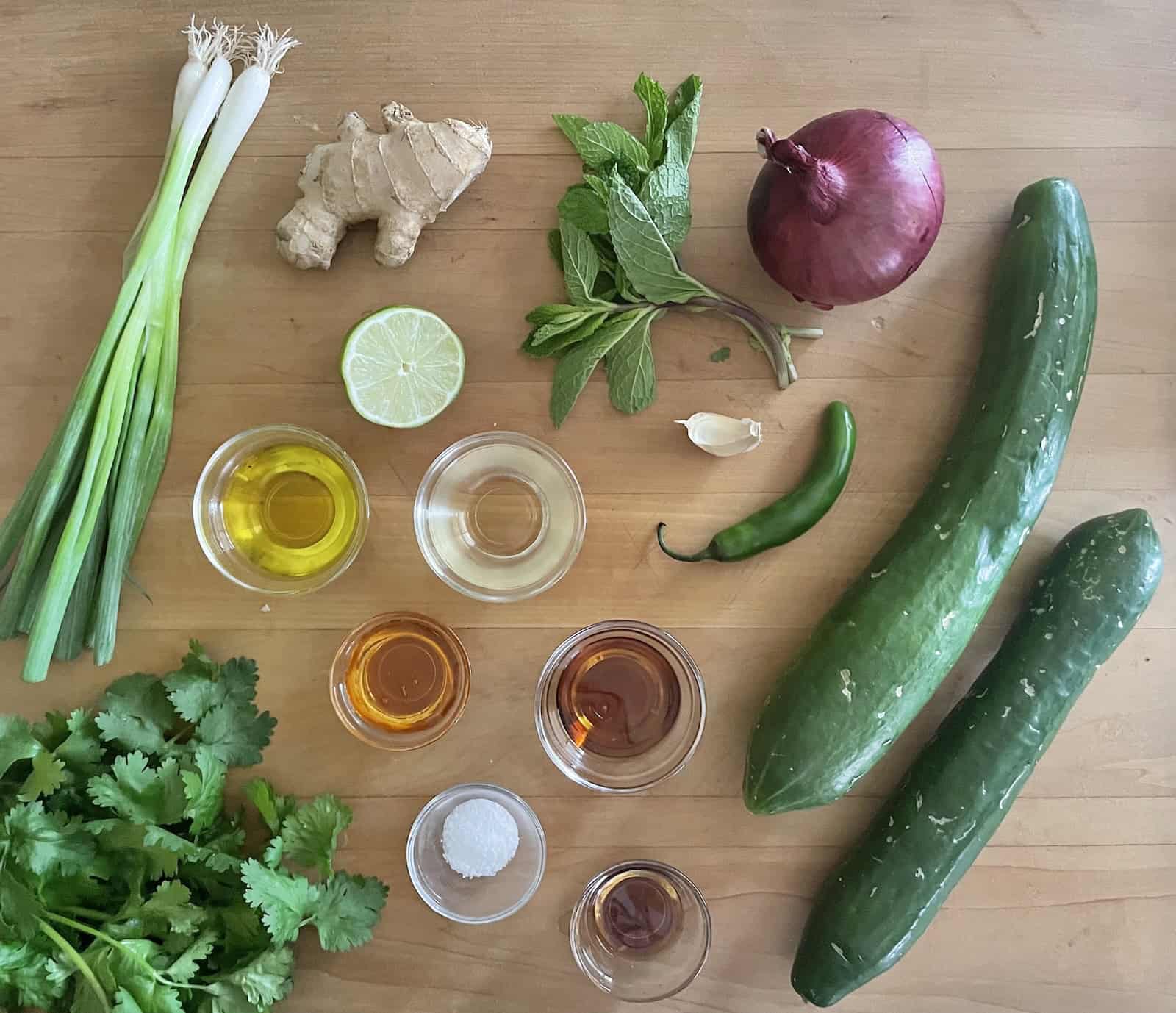 Cucumber Salad with Sesame, Ginger and Garlic Ingredients