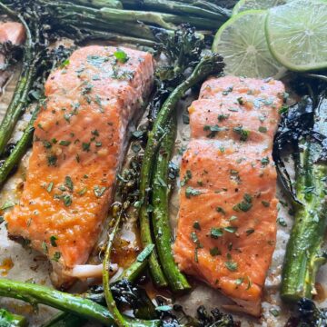Sheet-pan Maple Miso Salmon with Sesame Broccolini