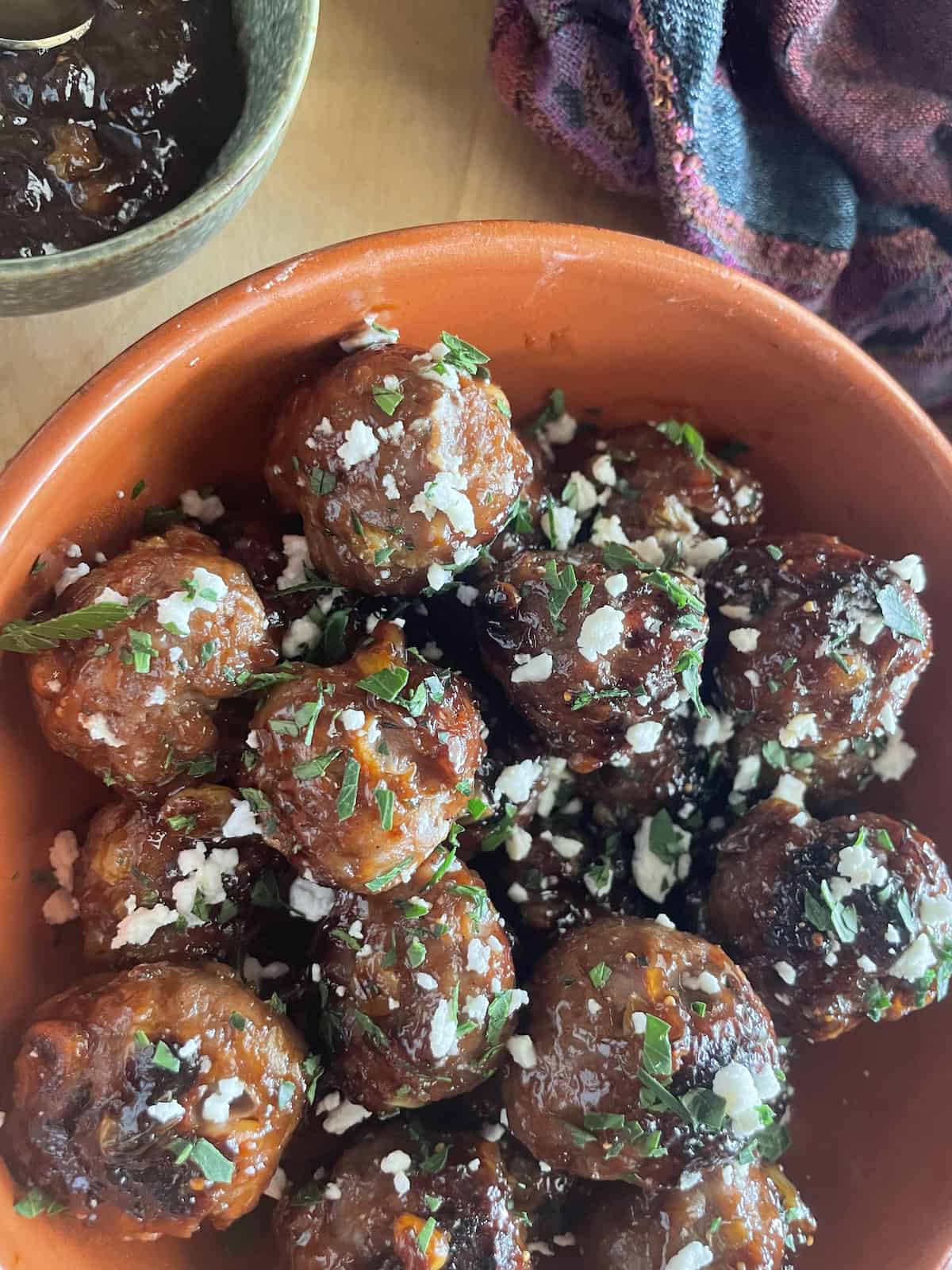 meatballs served with feta and mint
