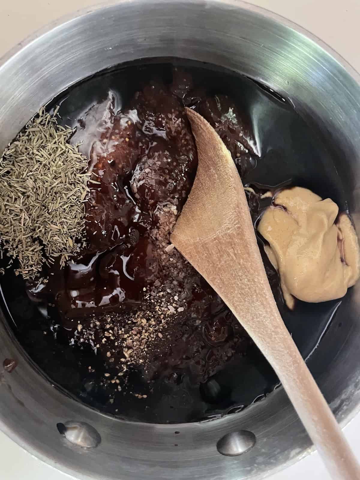 glaze ingredients in a small pan