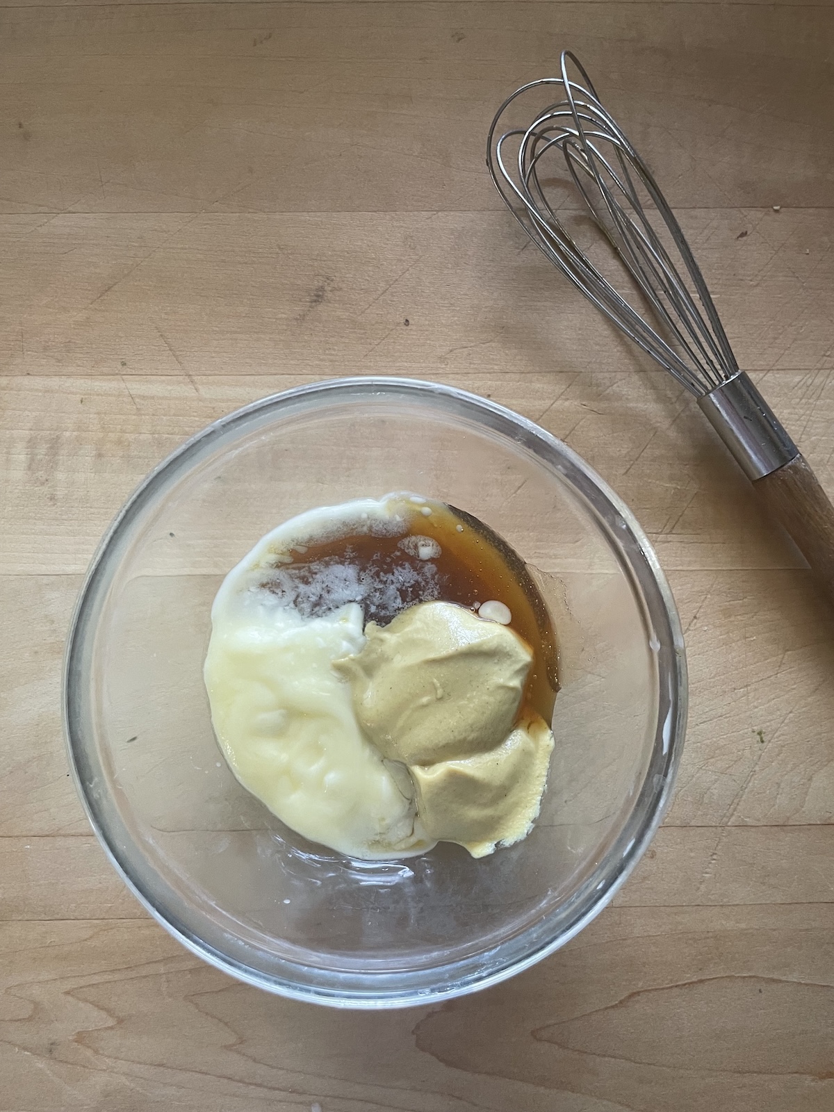 butter, honey and dijon in bowl