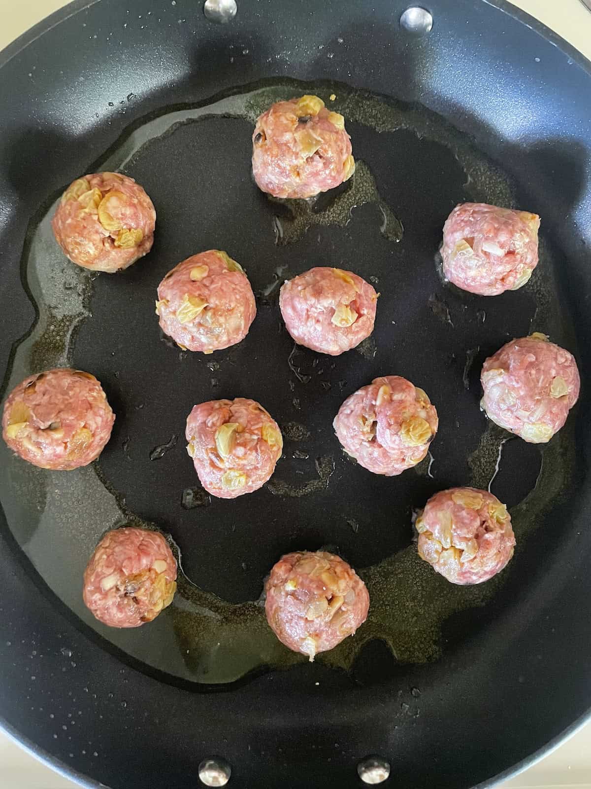 cooking meatballs