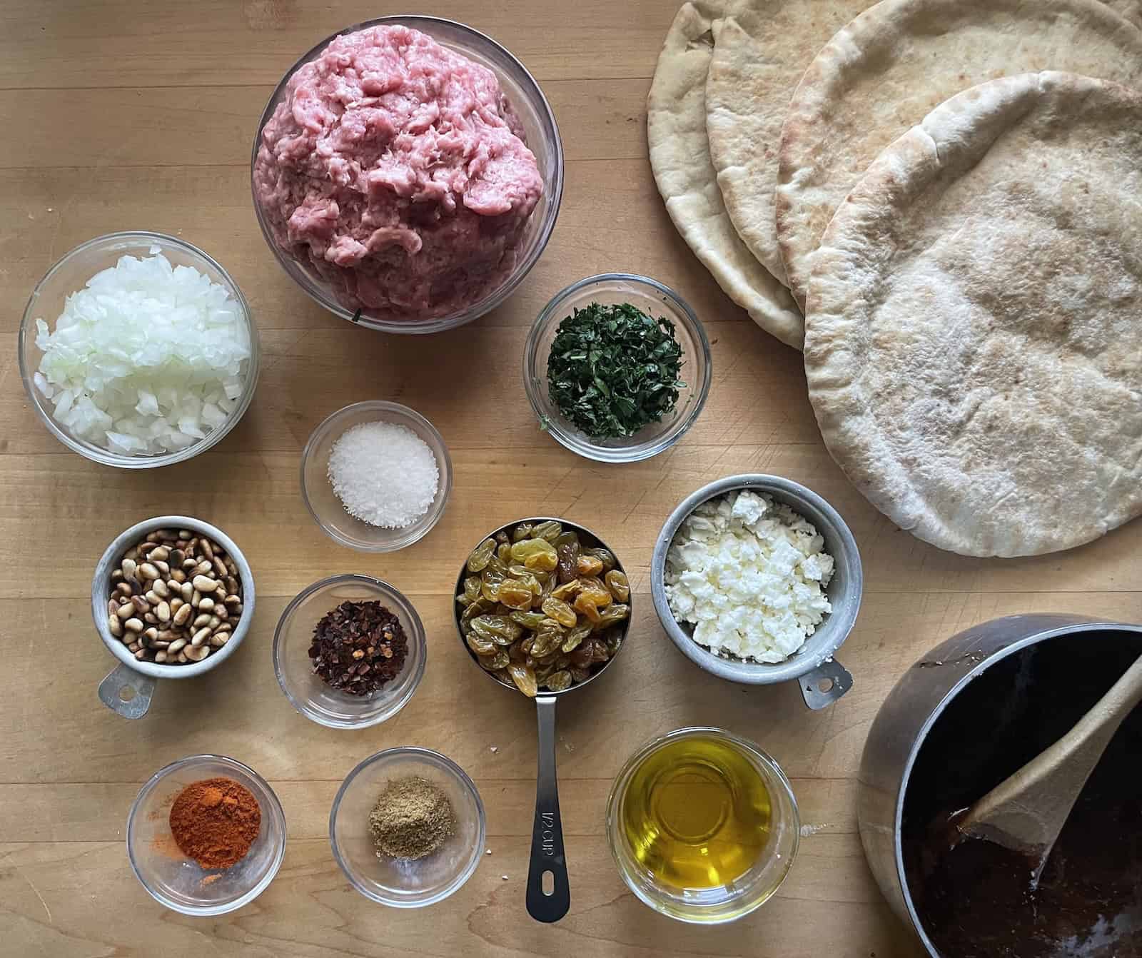 Moroccan Lamb, Raisin and Pinenut Meatballs with Fig and Balsamic Glaze meatball ingredients