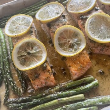 Sheet Pan Lemon Dijon Salmon and Asparagus