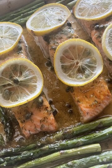 Sheet Pan Lemon Dijon Salmon and Asparagus