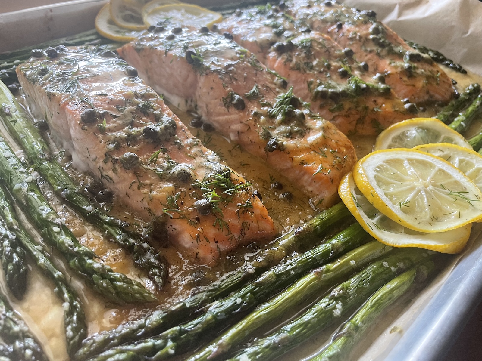 Sheet Pan Lemon Dijon Salmon and Asparagus
