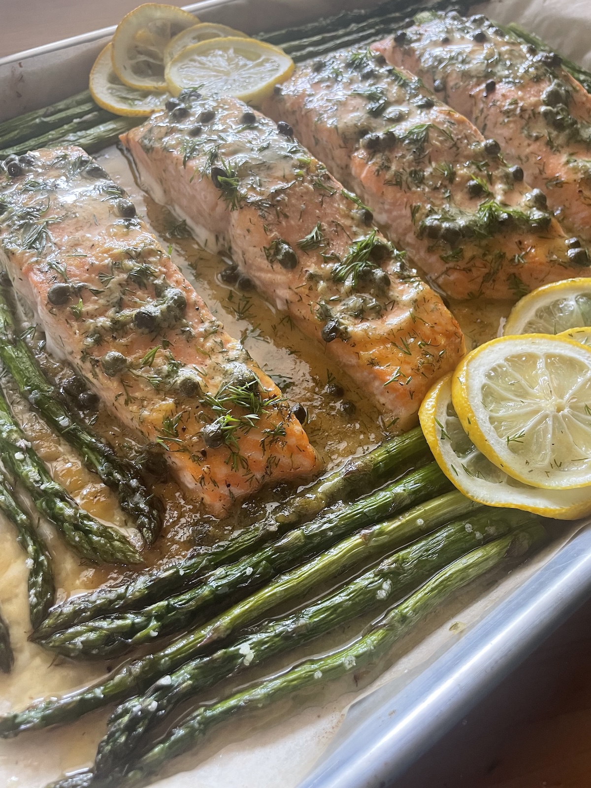 Sheet Pan Lemon Dijon Salmon and Asparagus