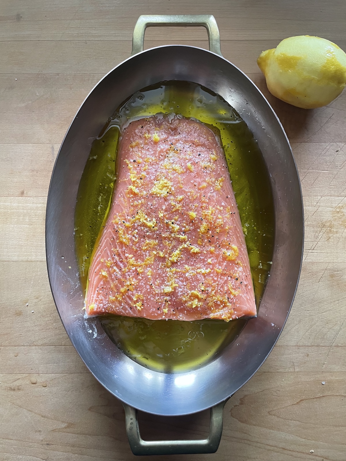 add salt pepper and lemon/zest