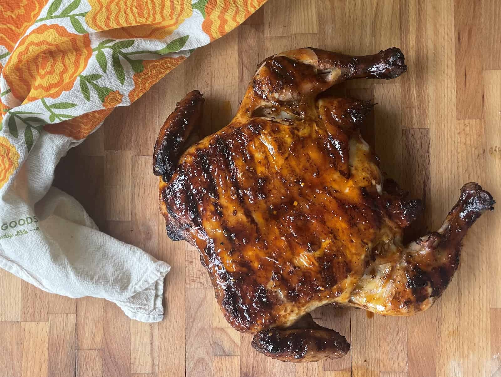 Grilled Asian Chili Crisp Chicken Under a Brick