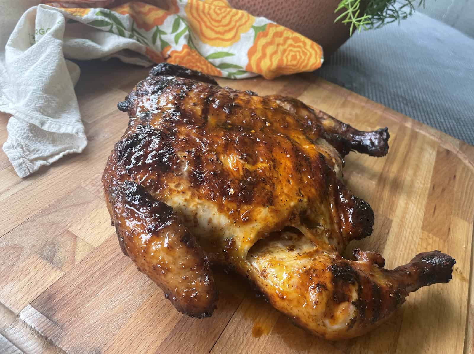 Grilled Asian Chili Crisp Chicken Under a Brick
