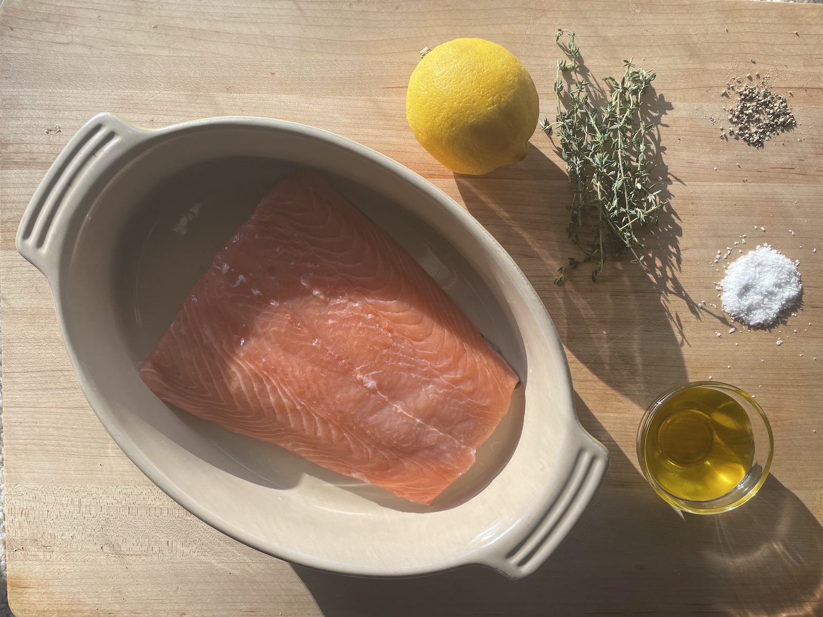 Lemon and Olive Oil Poached Salmon Ingredients