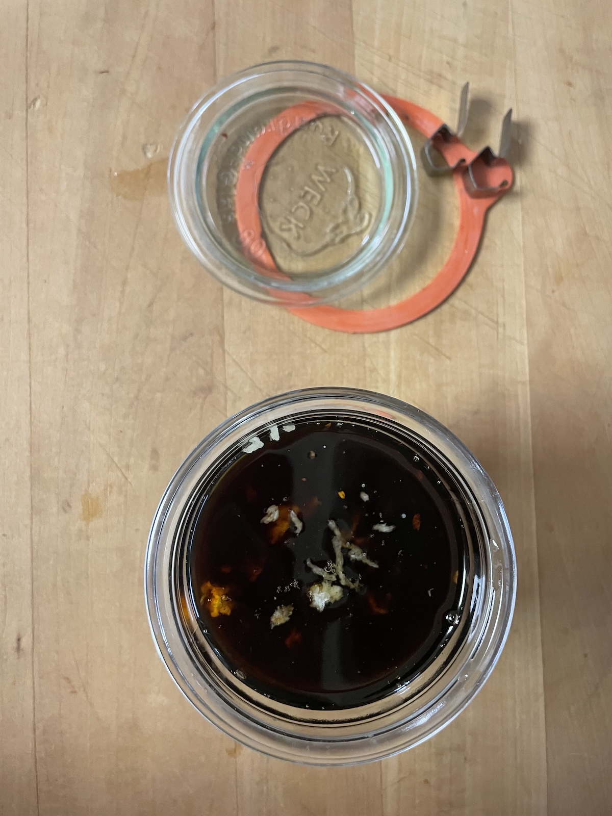 dressing ingredients in jar