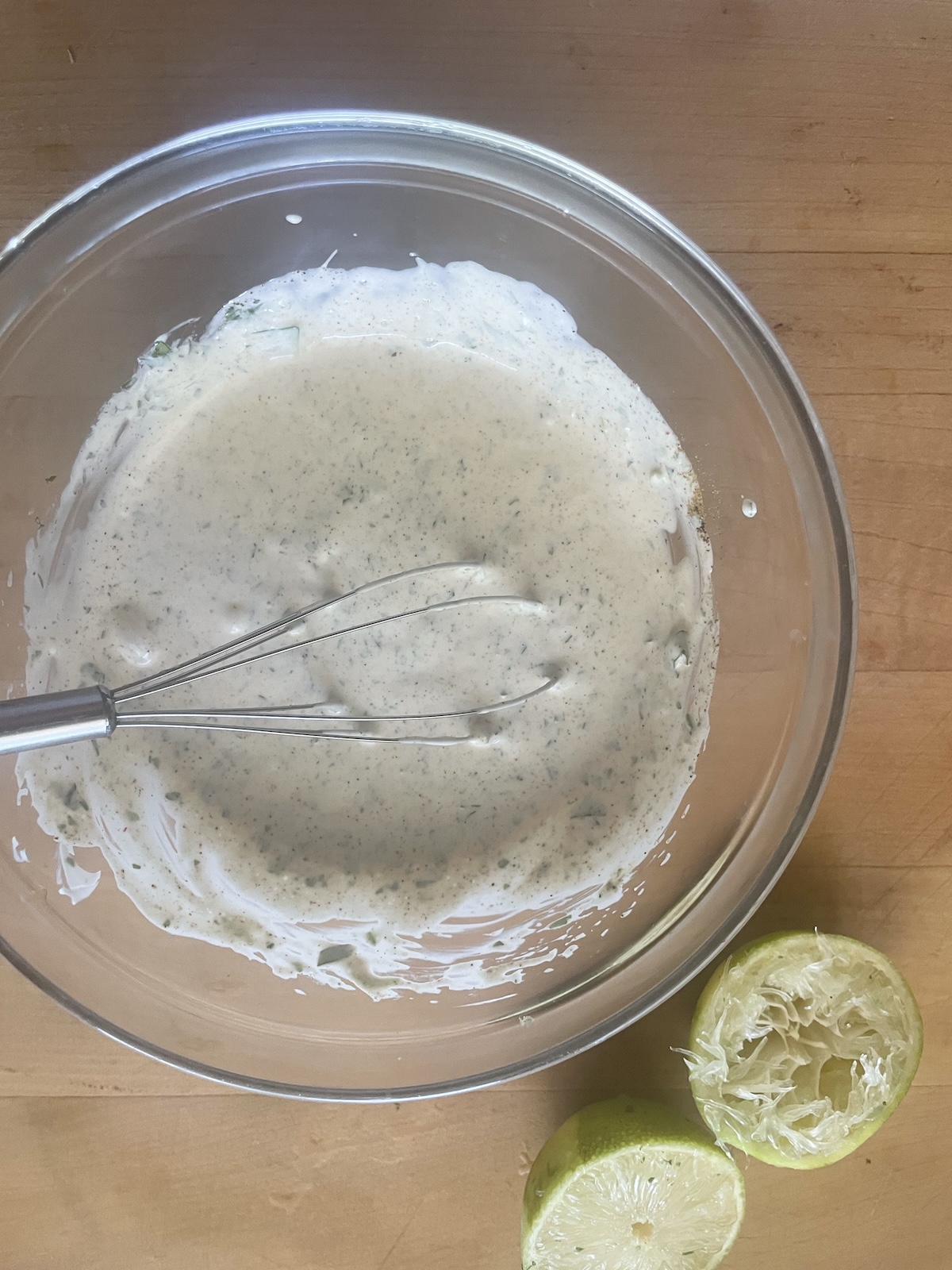 dressing ingredients mixed
