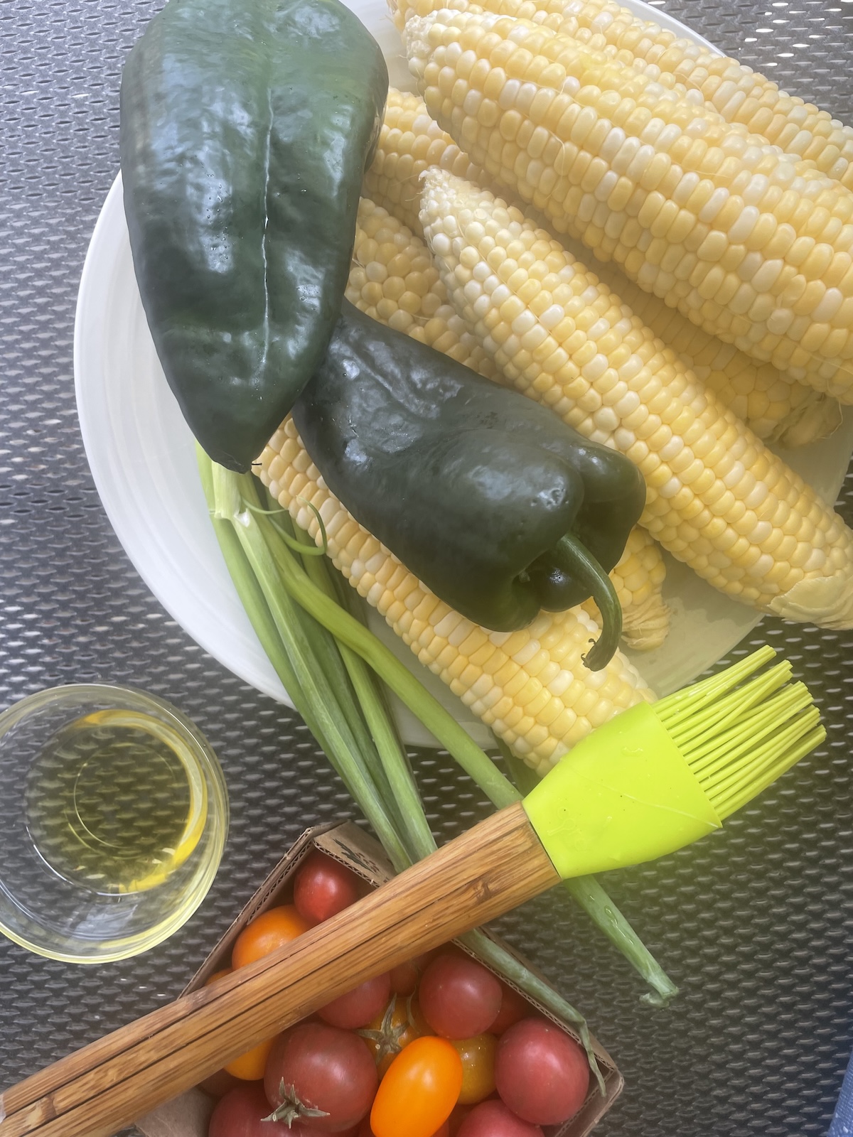brush vegetables with oil
