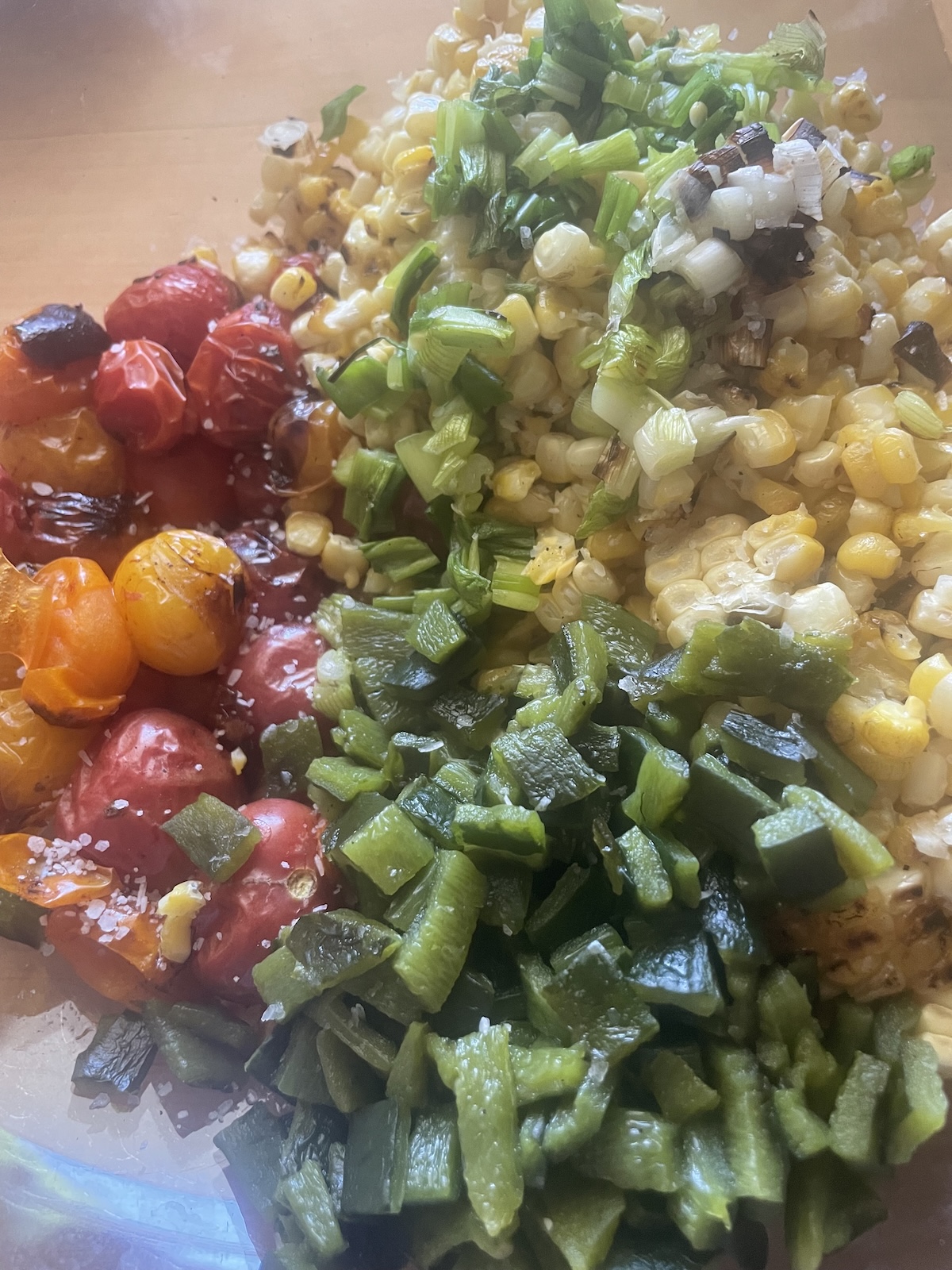add salad ingredients to bowl