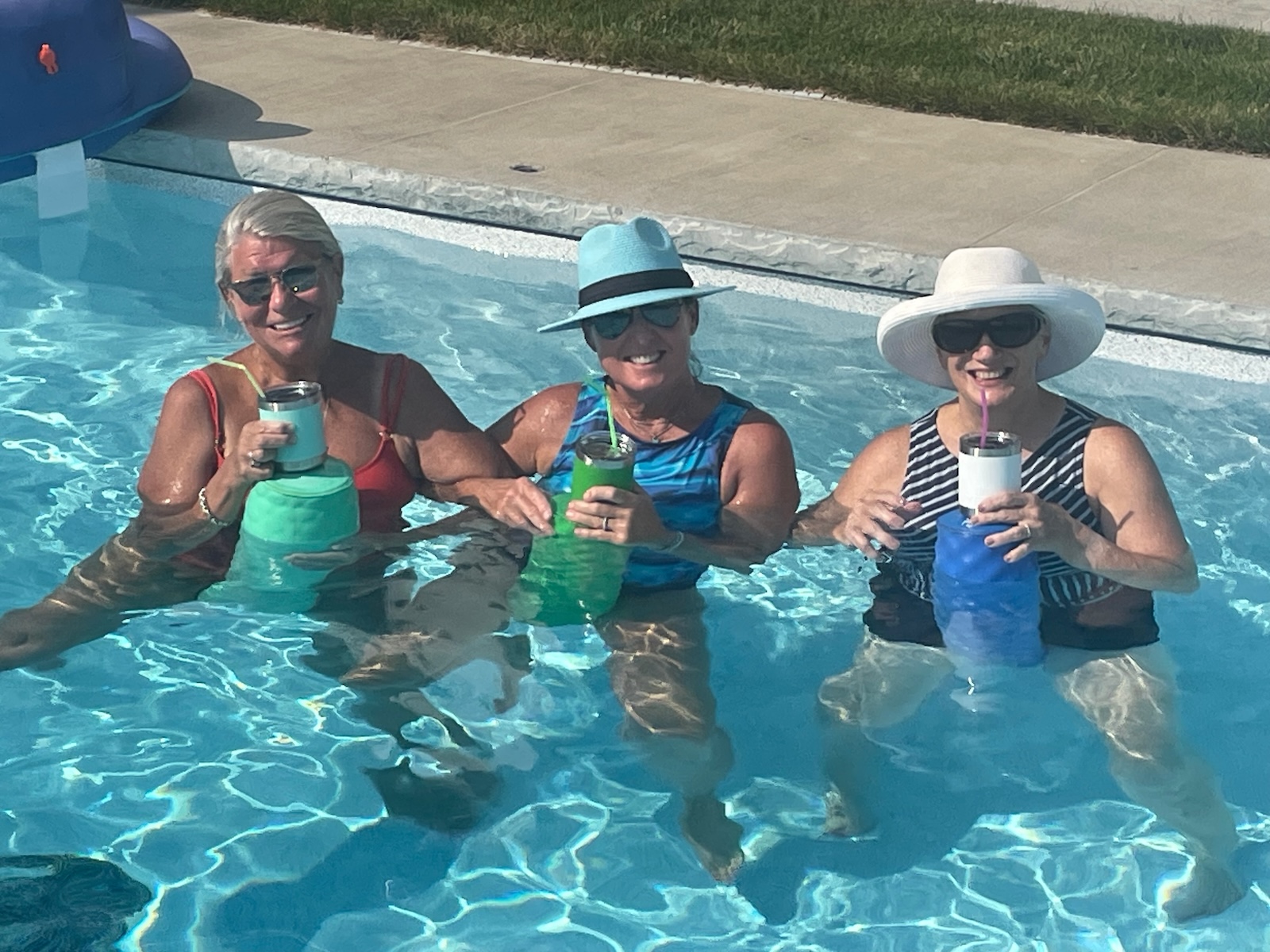 floating in the pool