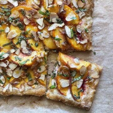 Peach and Mascarpone Puff Pastry Tart