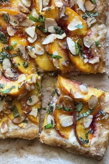 Peach and Mascarpone Puff Pastry Tart