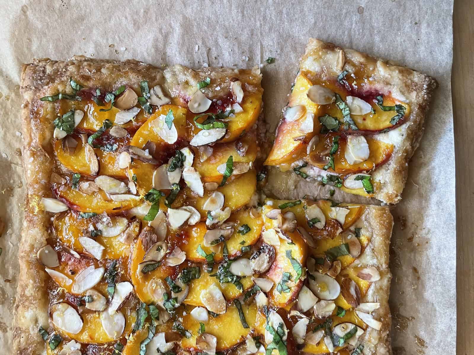 Peach and Mascarpone Puff Pastry Tart