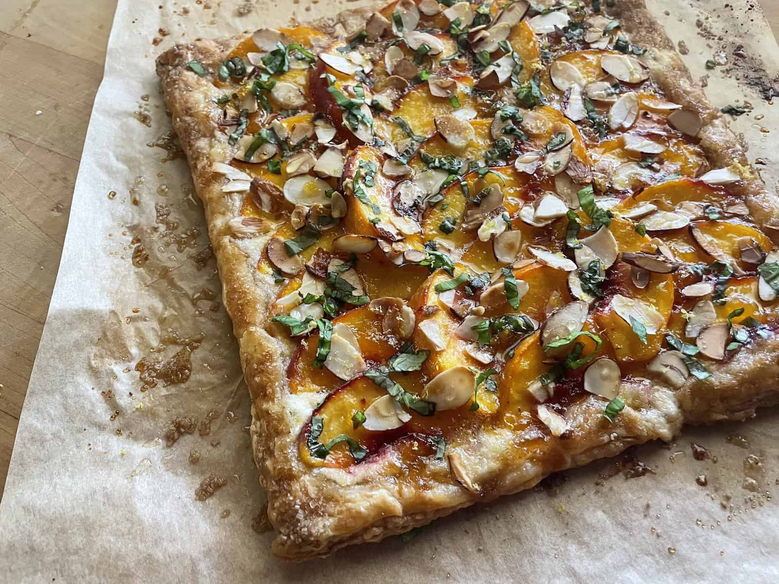 Peach and Mascarpone Puff Pastry Tart