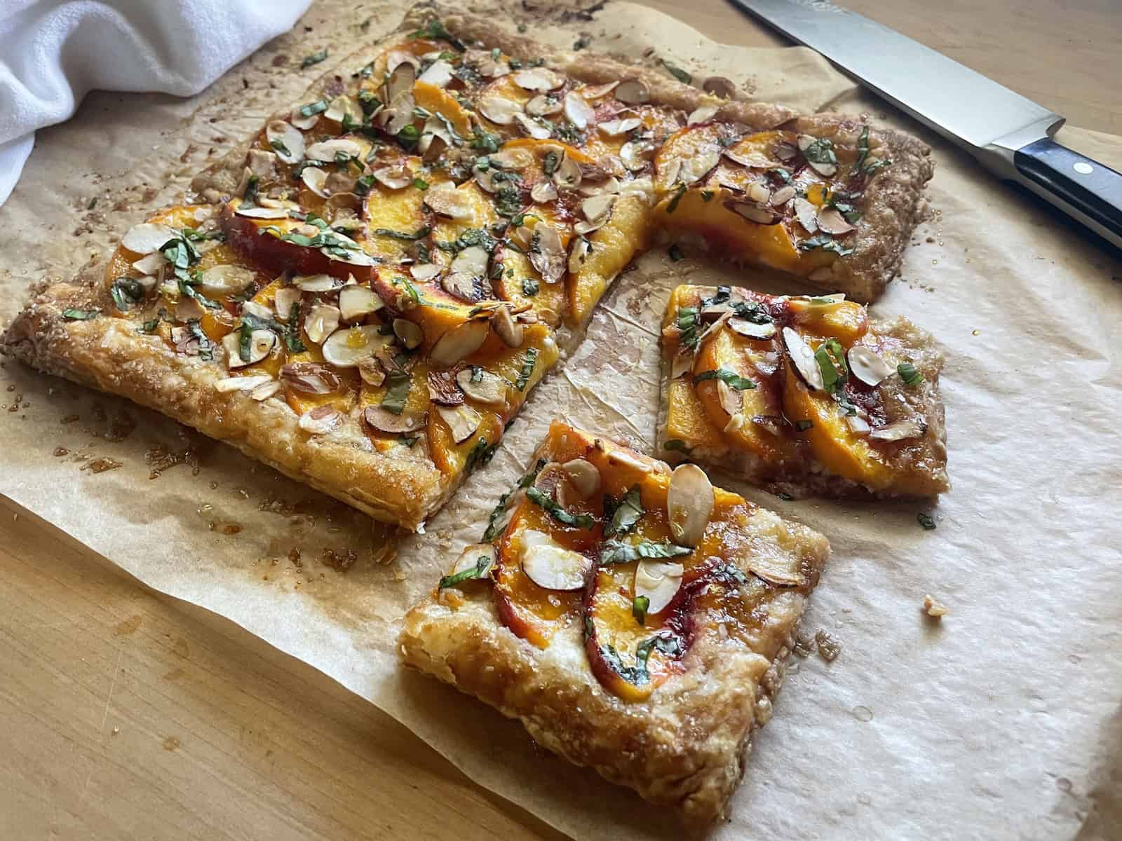 Peach and Mascarpone Puff Pastry Tart