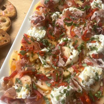 Pressed Cantaloupe, Burrata and Prosciutto Salad